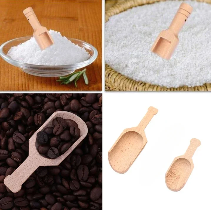 خشبية صغيرة الشاي القهوة المجارف التوابل الحلوى التوابل حمام الملح ملاعق ملعقة خشبية مجرفة خشبية اكسسوارات المطبخ #5
