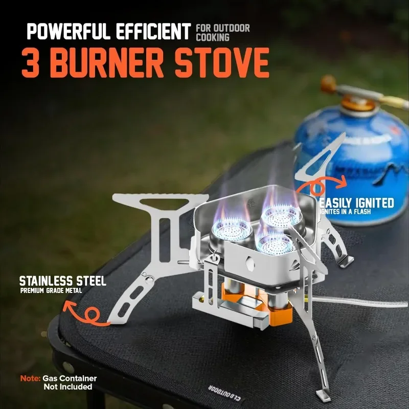 Multi Fuel Mini Camp Stove Portable Folding Windproof Gas Burner Compatible Butane Propane For Backpacking Hiking Road Trip