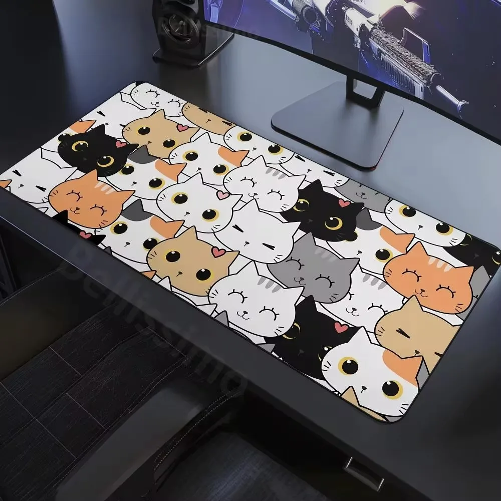 Professional Gaming MousePad XXL Kawaii Cat Mechanical Keyboard Mousepad Green Plant Desk Mat Control Mouse Pad Gamer Desk Pad