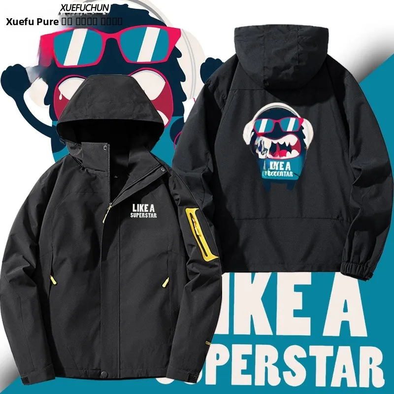 

Модная куртка с принтом монстров для мужчин и женщин, ветрозащитная верхняя одежда с капюшоном, повседневная свободная куртка из полиэстера, нейлона и волокон коситайт.