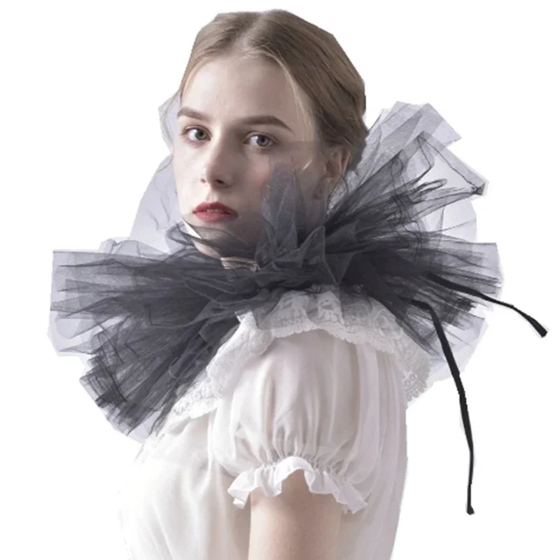 Elizabethan Teens Jabot Collar Adjustable Lace Fake Collar Punk Ruffle Collar