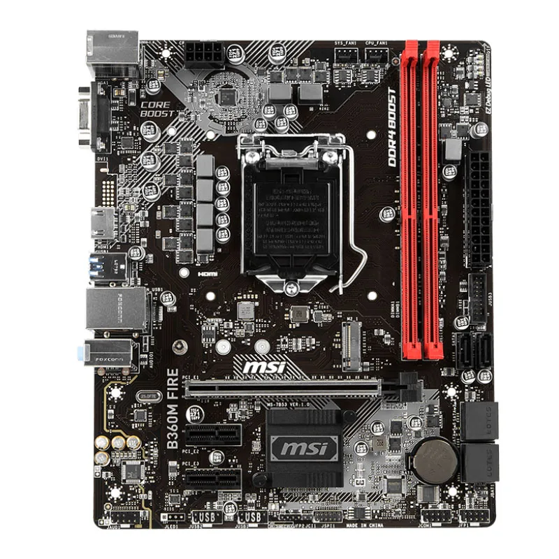 Used B360 Motherboard MSI B360M FIRE LGA 1151 Supports 8th Gen Core i7/i5/i3/Pentium/Celeron 32GB DDR4 2666/2400/2133MHz