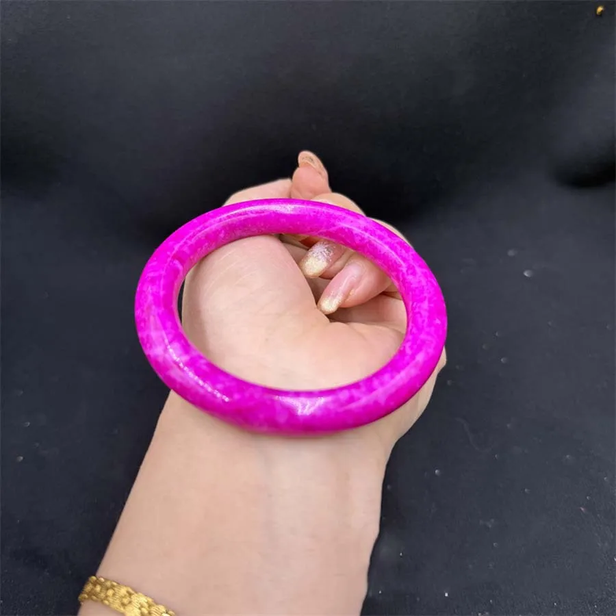 Natural Pink Hand-carved Round Jade Bracelet Fashion Boutique Jewelry Women\'s Peach Blossom Jade Round Bracelet Gift