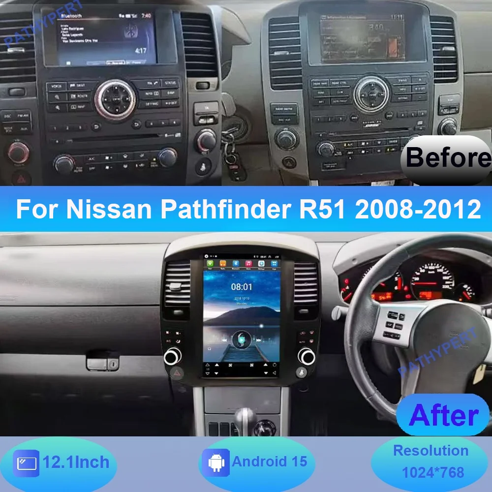 

12.1" Android 15 For Nissan Pathfinder R51 2008-2012 Car Multimedia Player Radio 2 Din Auto BT Stereo Wireless Carplay Screen 4G