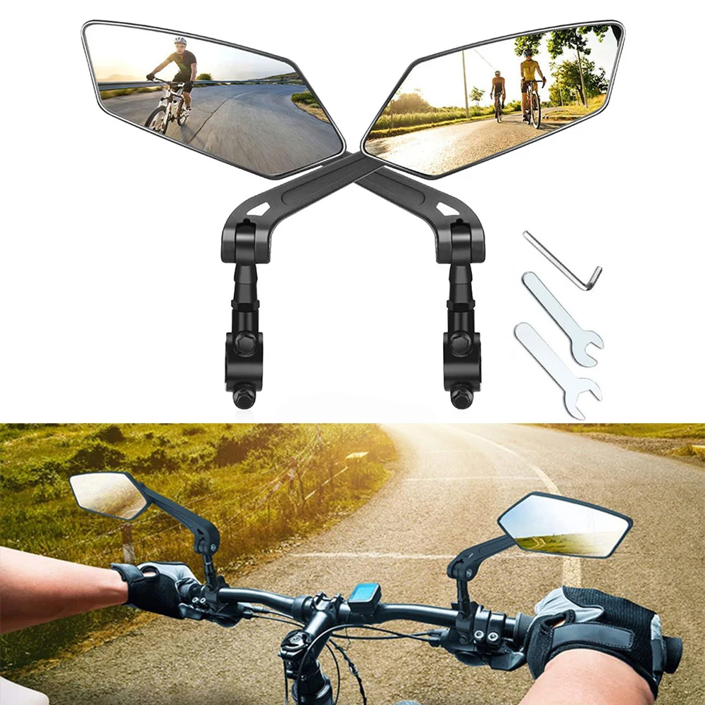 

1pc/1pair Bike Rear View Mirror Reflector Adjustable Rotatable Handlebar Mirror Clear Rearview Electric Scooter Cycling Bicycle