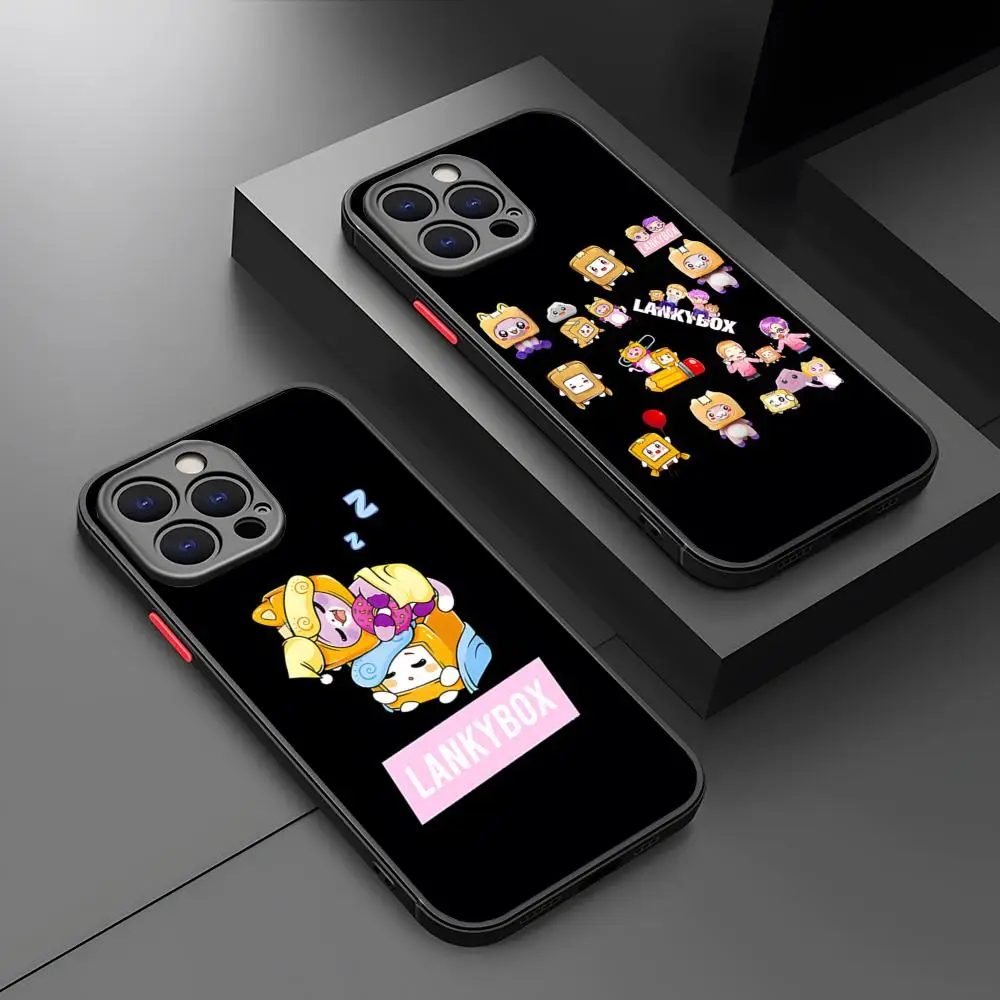 Lankybox милый чехол для телефона матовая прозрачная задняя крышка для IPhone 15 14 13 12 11 Pro Max X XR XSMax 7 8 Plus чехол