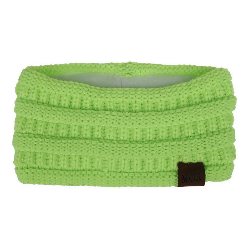 Autumn Winter Thicken Knitting Woolen Wide Headband For Women Plush Lined Headwrap Turban Hairbands Keep Warm Female Ear Warmers