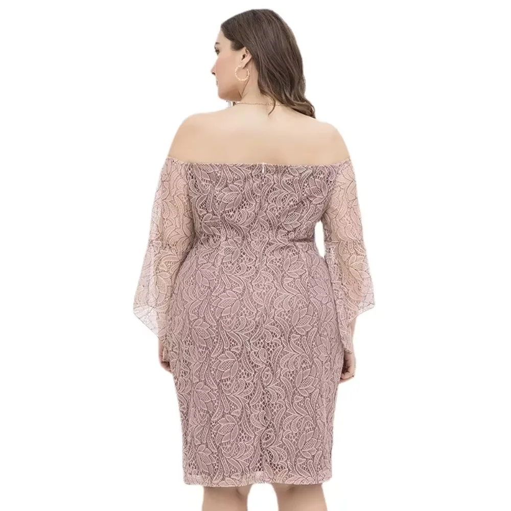 Vestido feminino elegante de renda plus size para meninas gordinhas