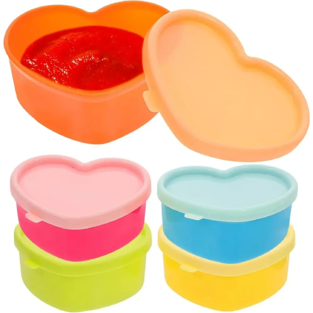 5 Piece Lunch Box Condiment Containers with Lids Mini Salad Dressing Containers Takeaway Small Sauce Cups Reusable