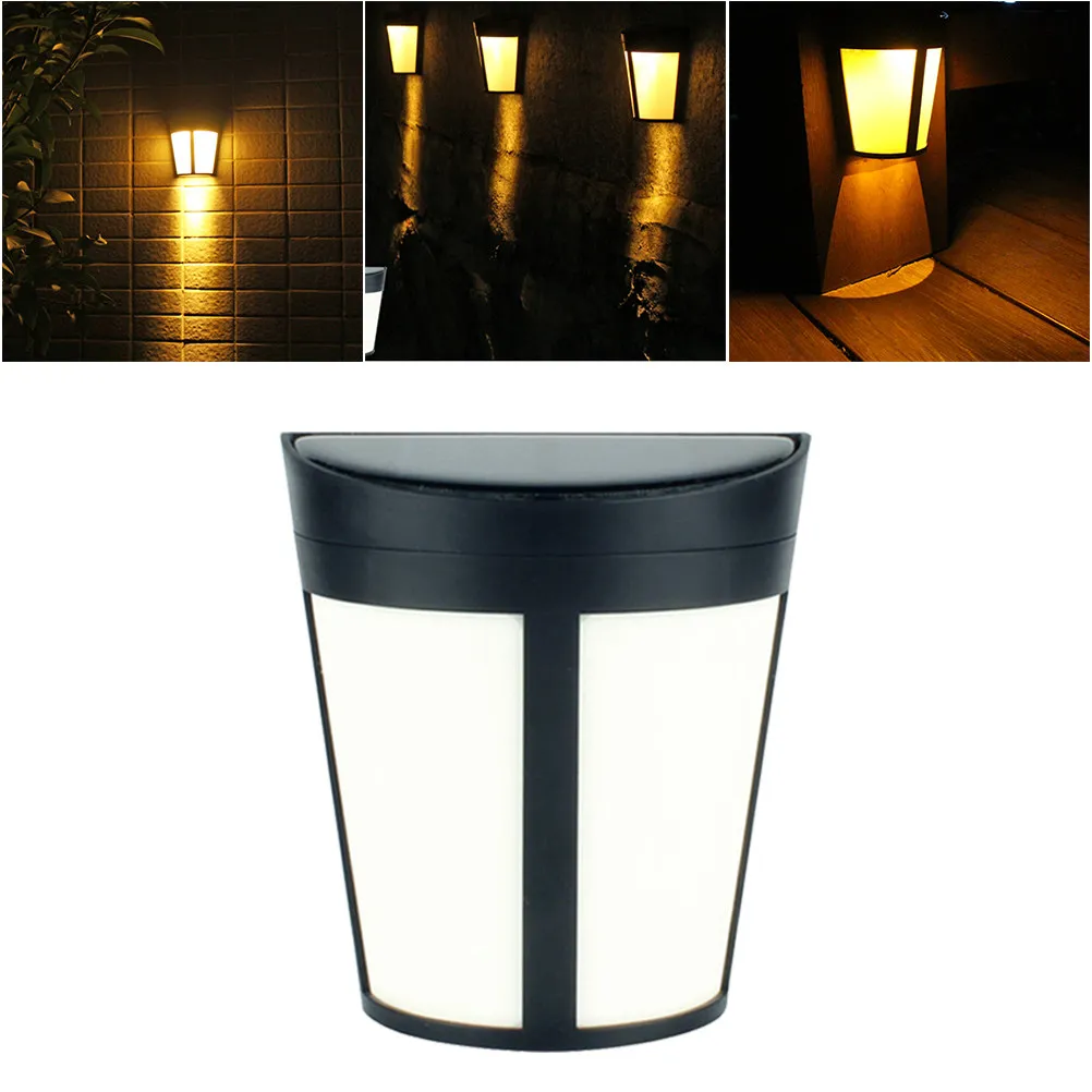 

2Pcs 6LED Solar Wall Lamp Outdoor Waterproof Garden Fence Light Solar Powered LED Warm White LED Lamp Wall Light