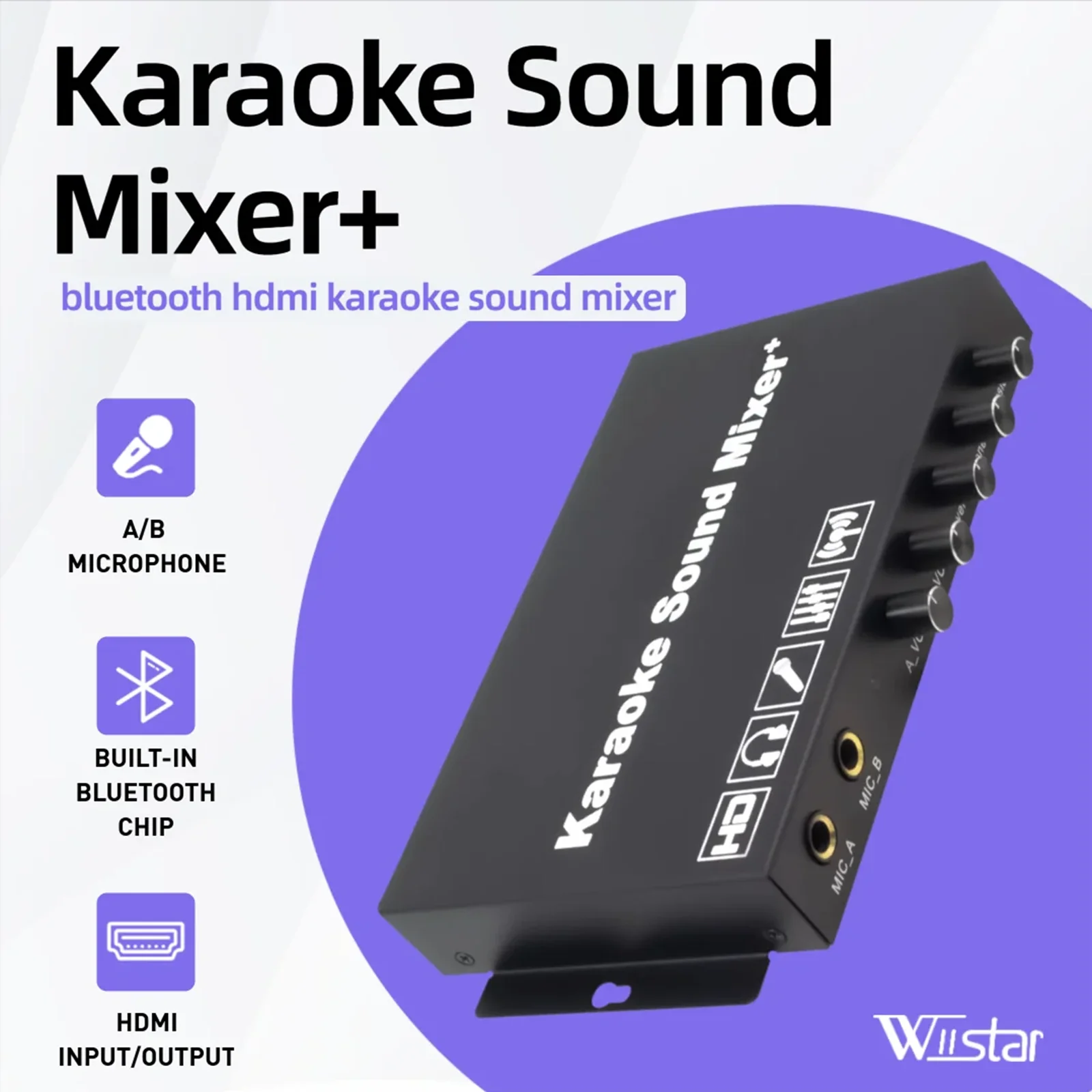 

karaoke sound mixer hdmi with Bluetooth Audio Video Mixer Dual Mic for Home Theater TV Box Speaker and Party Karaoke System ﻿