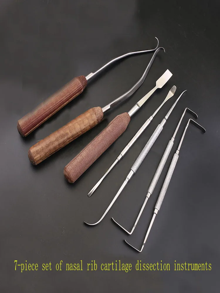 

Nasal plastic instruments - Left and right shovel style wooden handle double head ion stripping hooks