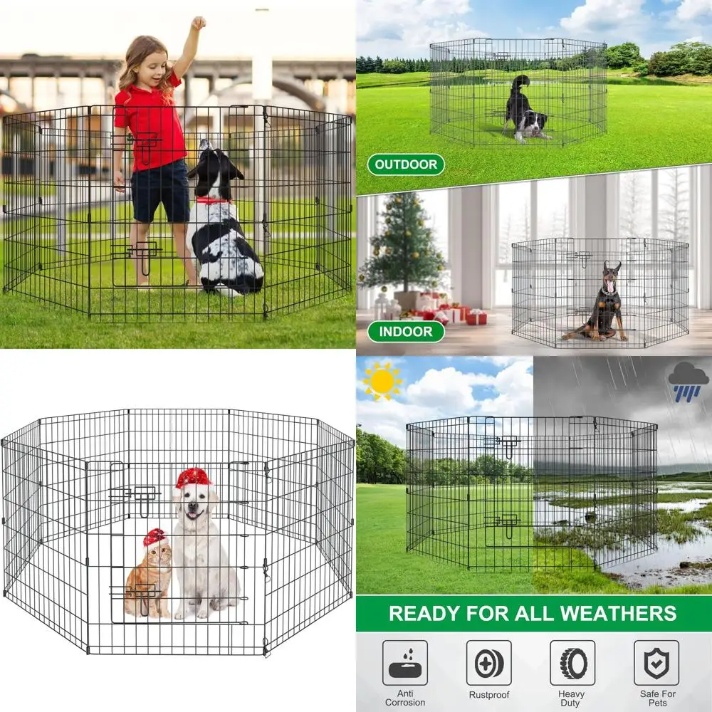 

Foldable 8-Panel Dog Exercise Pen, 30 Tall, Suitable for Medium Pets, Indoor/Outdoor Use