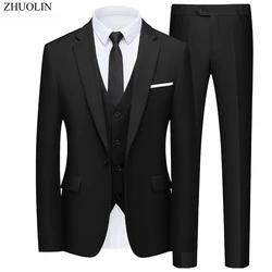 Suit Elegant For Men Wedding 3 Pieces 2 Sets Jackets Vest Pants Blazers Full Fashion Business Coats 2025 Formal Classic Costume