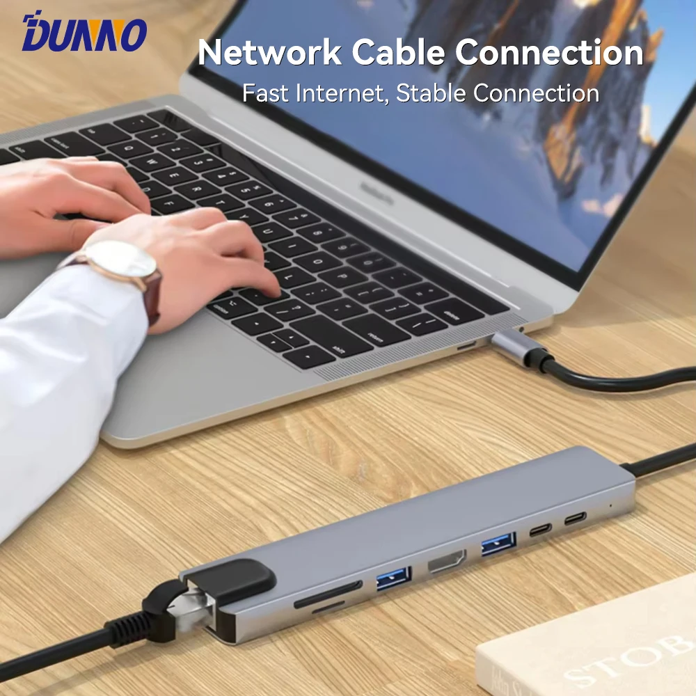 

USB C HUB with 4K HDMI 100W PD USB C Port USB 3.0 RJ45 Ethernet SD/TF Card Reader Docking Station 4/5/6/8 Ports USB C Adapter