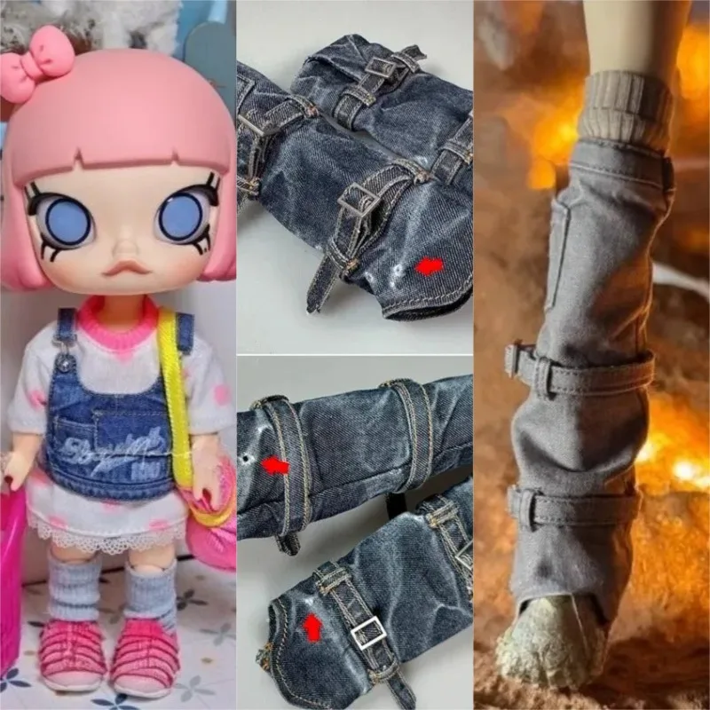 

1/6 Scale Washed Denim Vest Leg Cover doll for 12 " Action Figure Movable Female Soldier Clothing Model Accessories