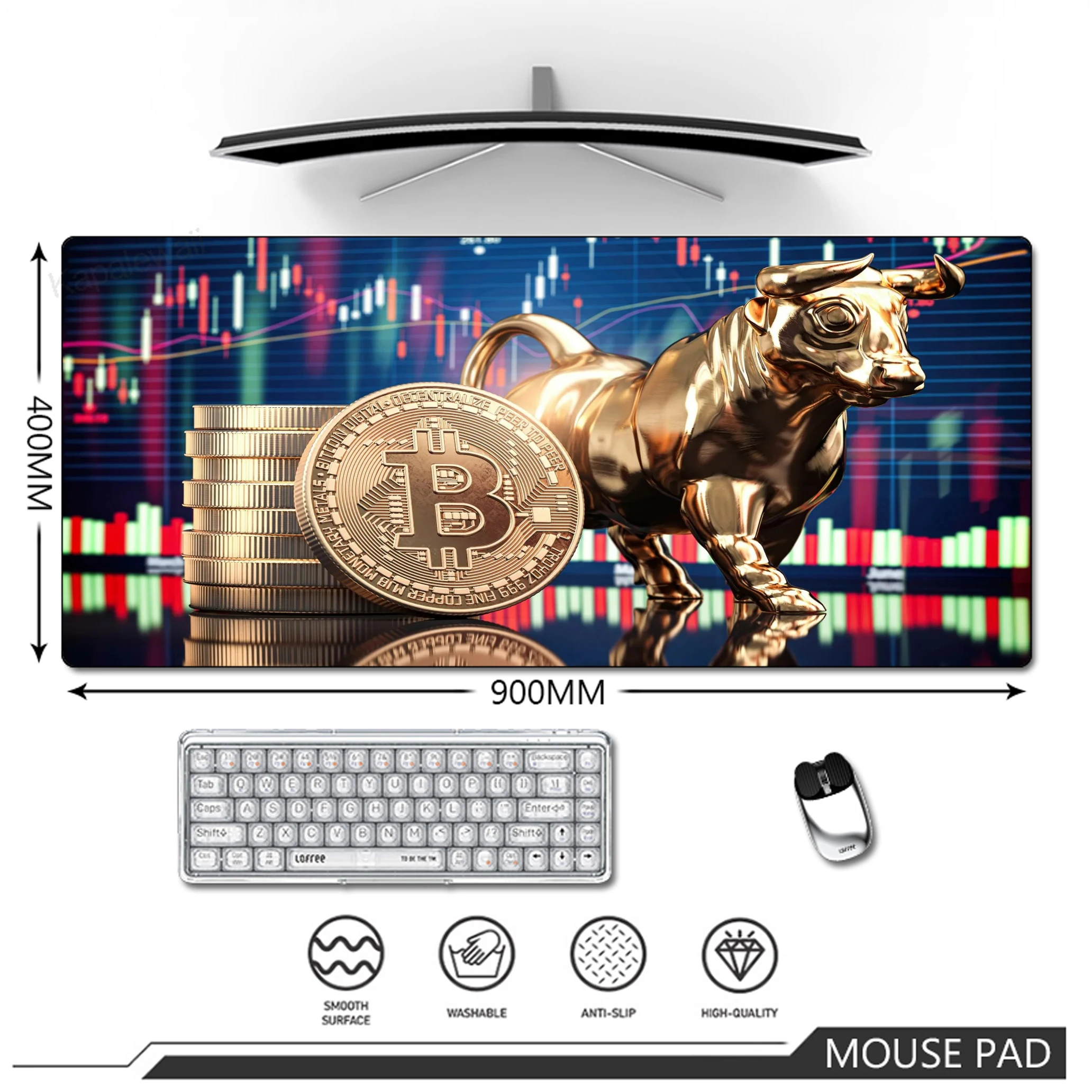 

Stock Market Chart Pattern Gaming Mouse Pad Large Mousepad Gamer Speed Accessories Keyboard Pads Non-slip Rubber Desk mat 60x30