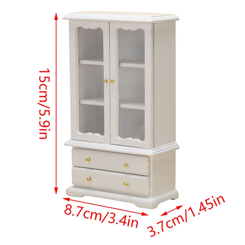 1:12 Dollhouse Miniature Bookcase Showcase Storage Cabinet Locker Model Furniture Accessories For Doll House Home Decor Kids Toy