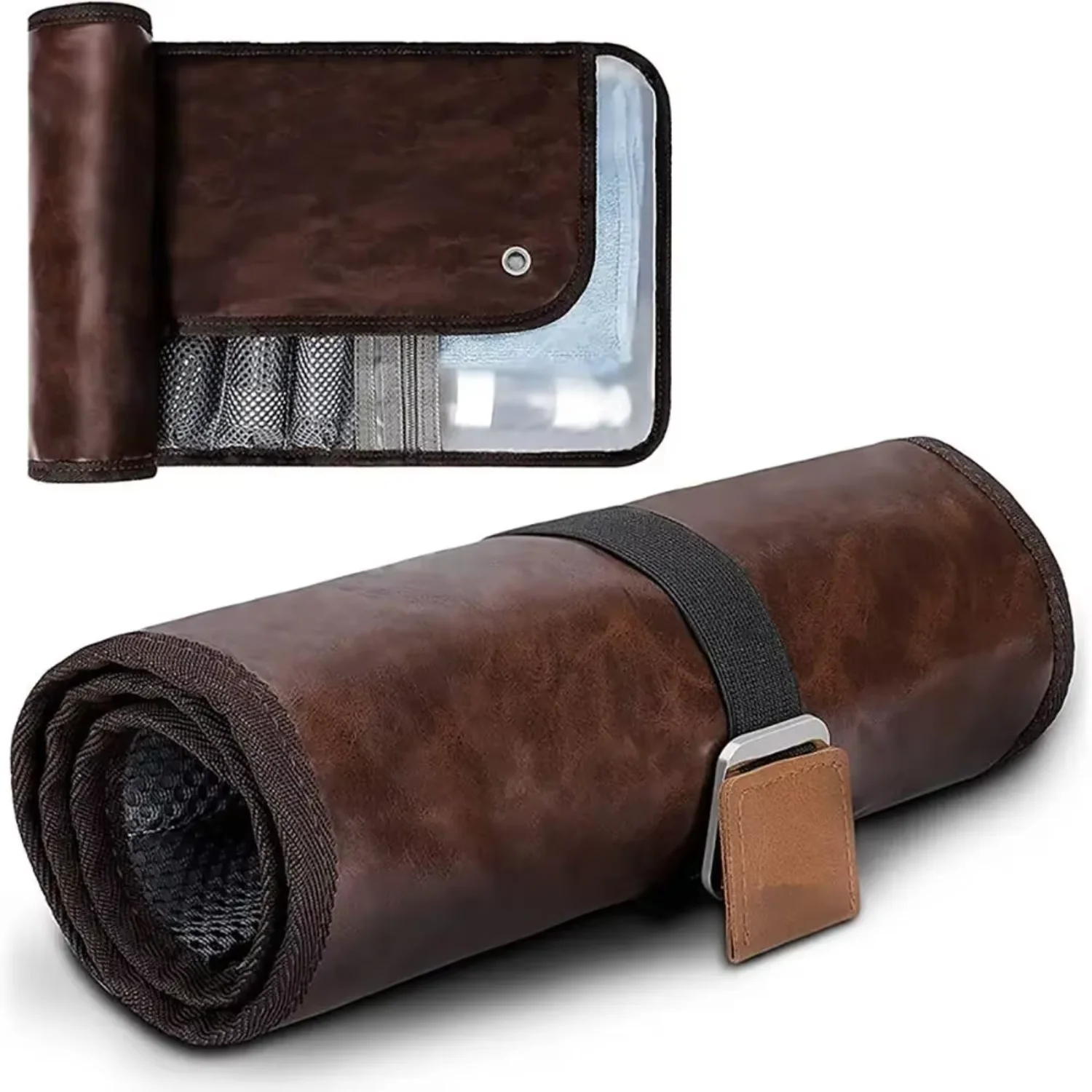 Travel    men, PU Leather Water Resistant  Personal Hygiene  Roll  Dopp Kit,Travel