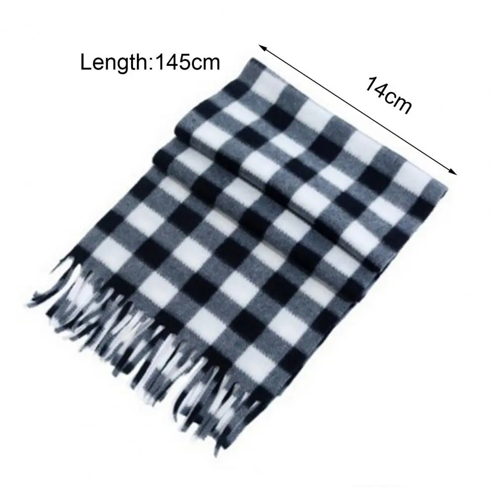 Unisex Winter Scarf Plaid Print Tassel Thick Warm Soft Double sided Plush Scarf Long Wide Neck Lady Fall Scarf