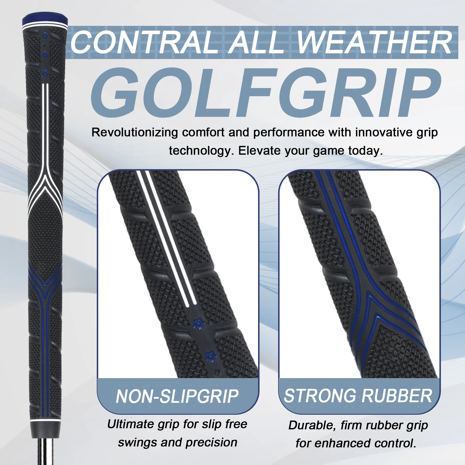 10PC Premium Golf Grip – Black Rubber Anti-Slip Handle (Standard/Medium/XL) – High Feedback Golf Club Grip for Enhanced Control