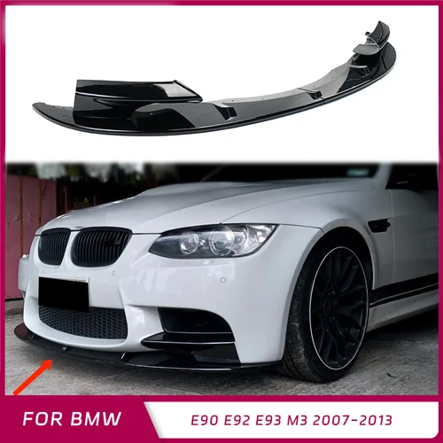 Separador de parachoques delantero, difusor de alerón, Protector para BMW E90, E92, E93, M3, 2007-2013, aspecto de fibra de carbono negro brillante