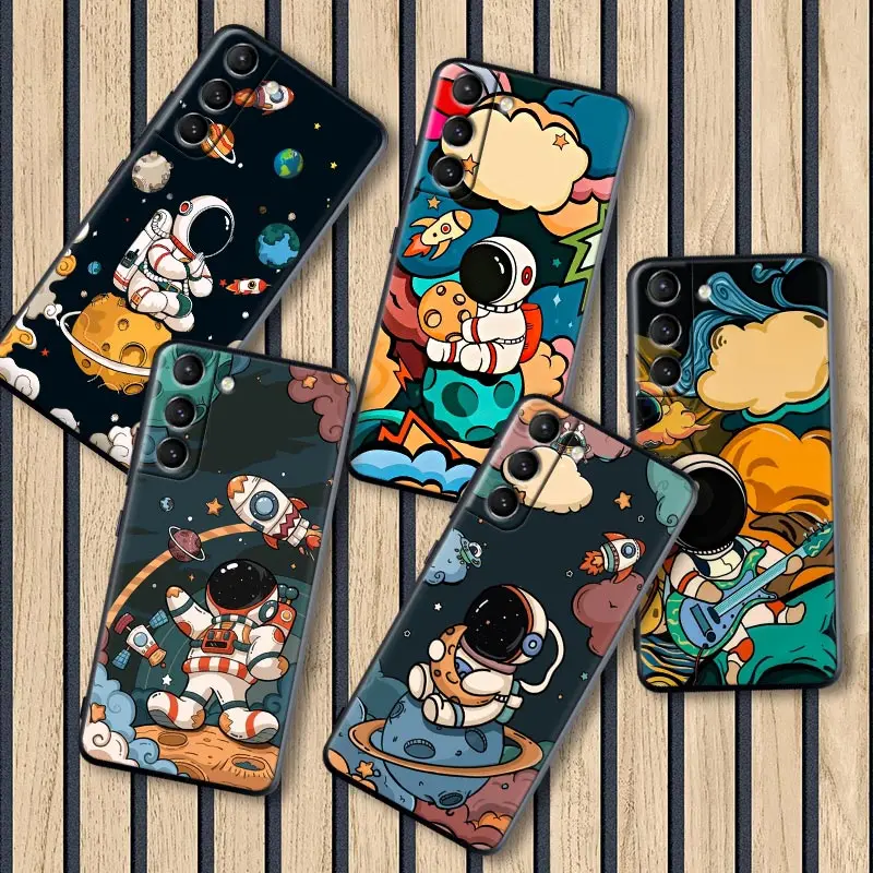 Чехлы с мультяшным астронавтом для Samsung Galaxy S24 S23 Ultra S21 FE S20 S22 Ultra S10 Plus, мягкий чехол, чехол для космоне, космонавта