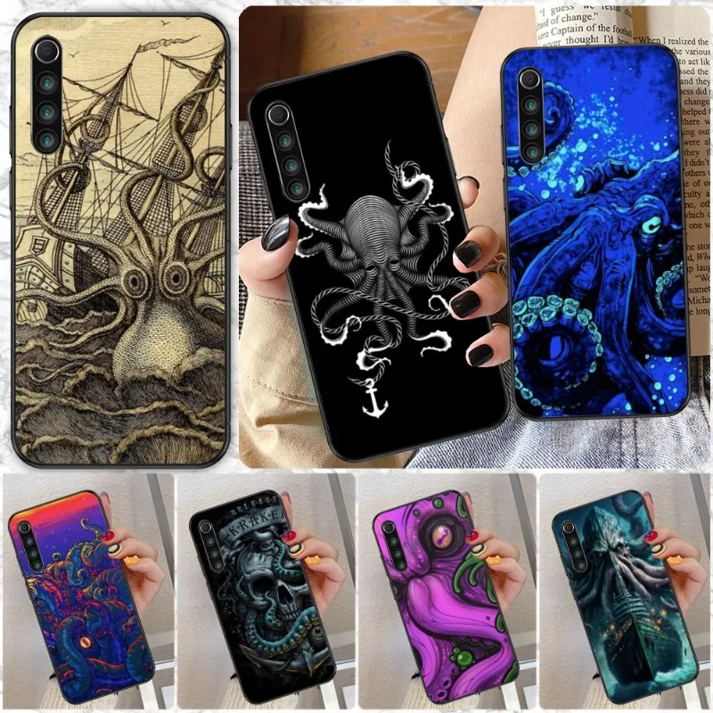 Norway Kraken Octopus Phone Case for Xiaomi Redmi Note 11 10 9T 8 7 Pro 9 9A 9C 8 Black Soft Phone Cover Funda