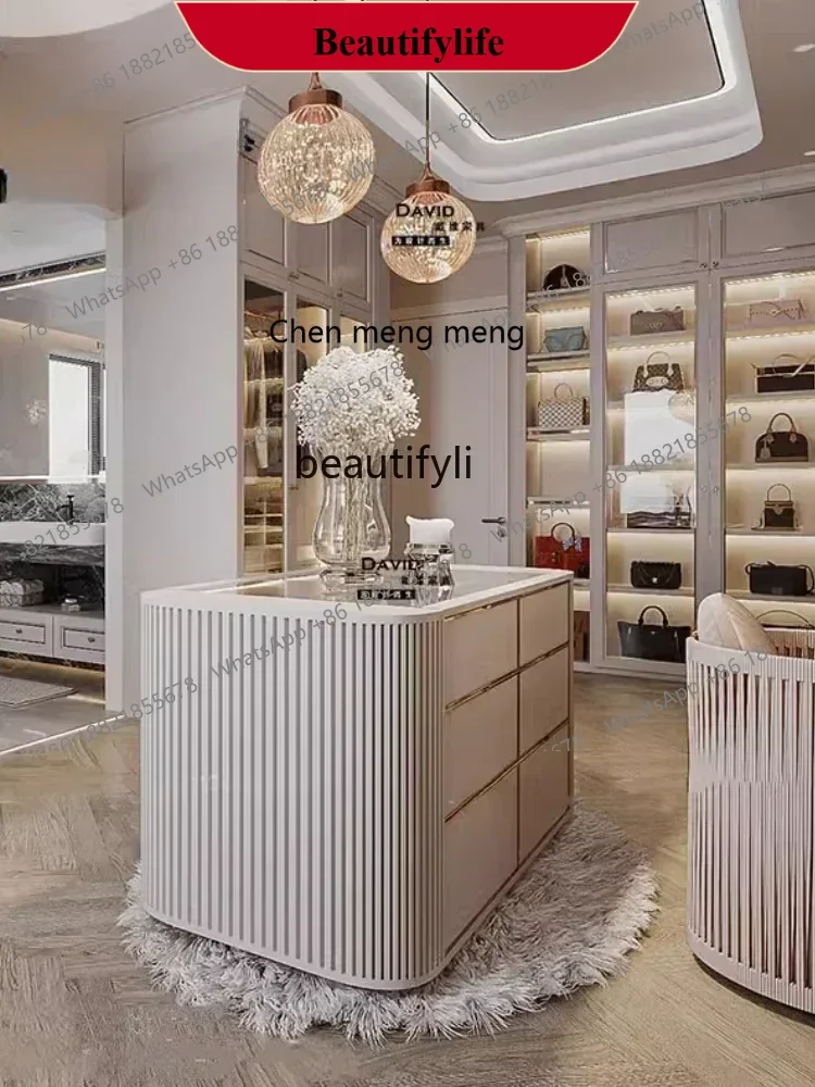 

D178 y Light luxury cloakroom, mid-island cabinet, Italian jewelry, solid wood storage cabinet, modern storage entrance floor c