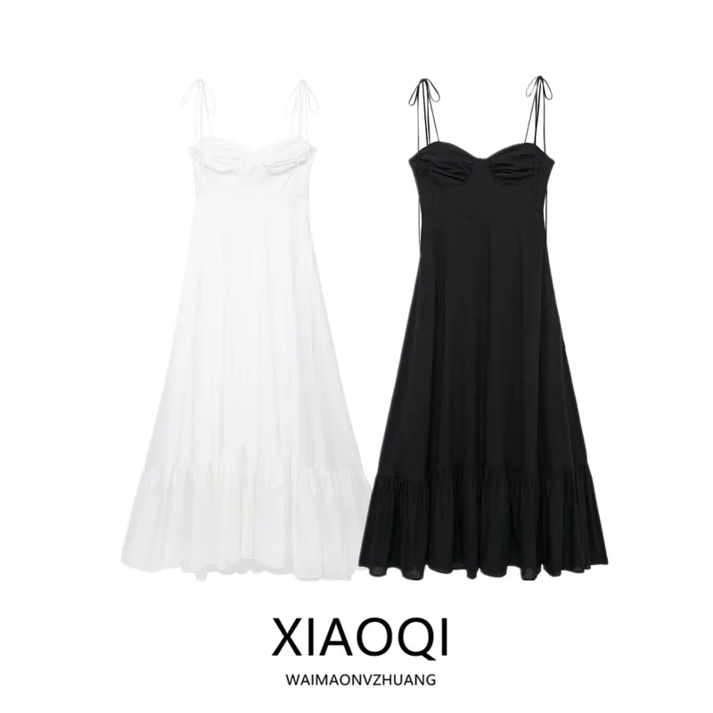 Vestido de Seda E para Mulheres, Design de Camadas para Primavera e Verão, Sem Mangas, Estilo mata Faion