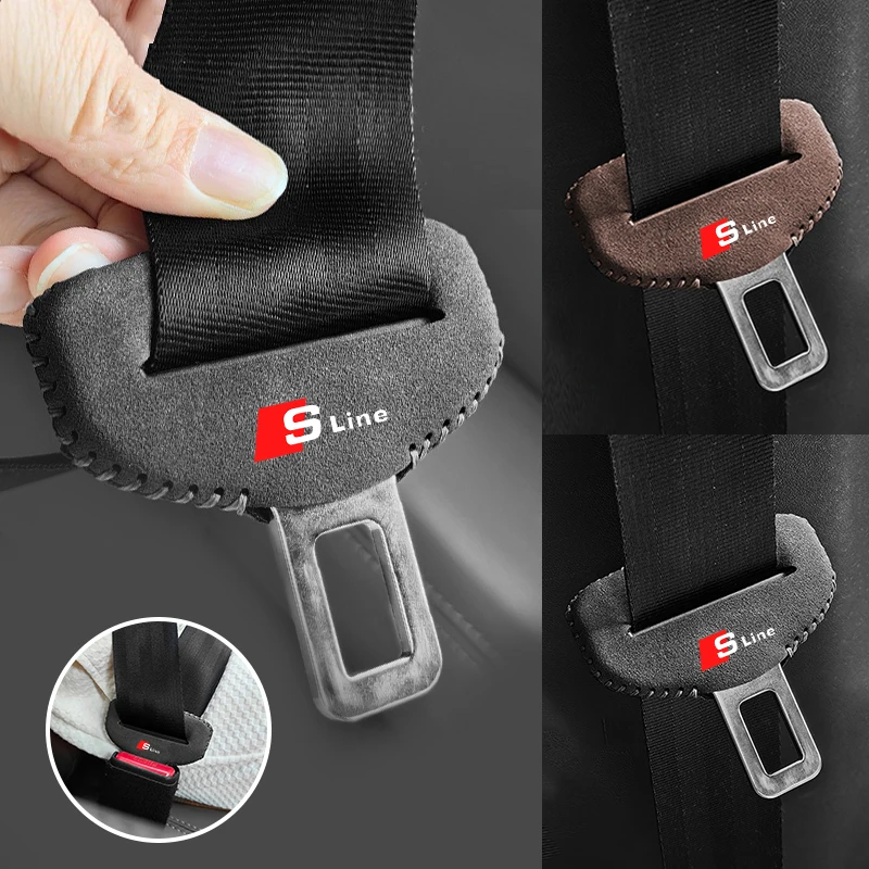 Suede Car Seat Safety Belt Buckle Decoration Cover Accessories For Audi Quattro A1 A3 A5 B5 B4 B8 B7 B6 S6 S7 Q5L Q7 Q8L RS6 RS4 view 6