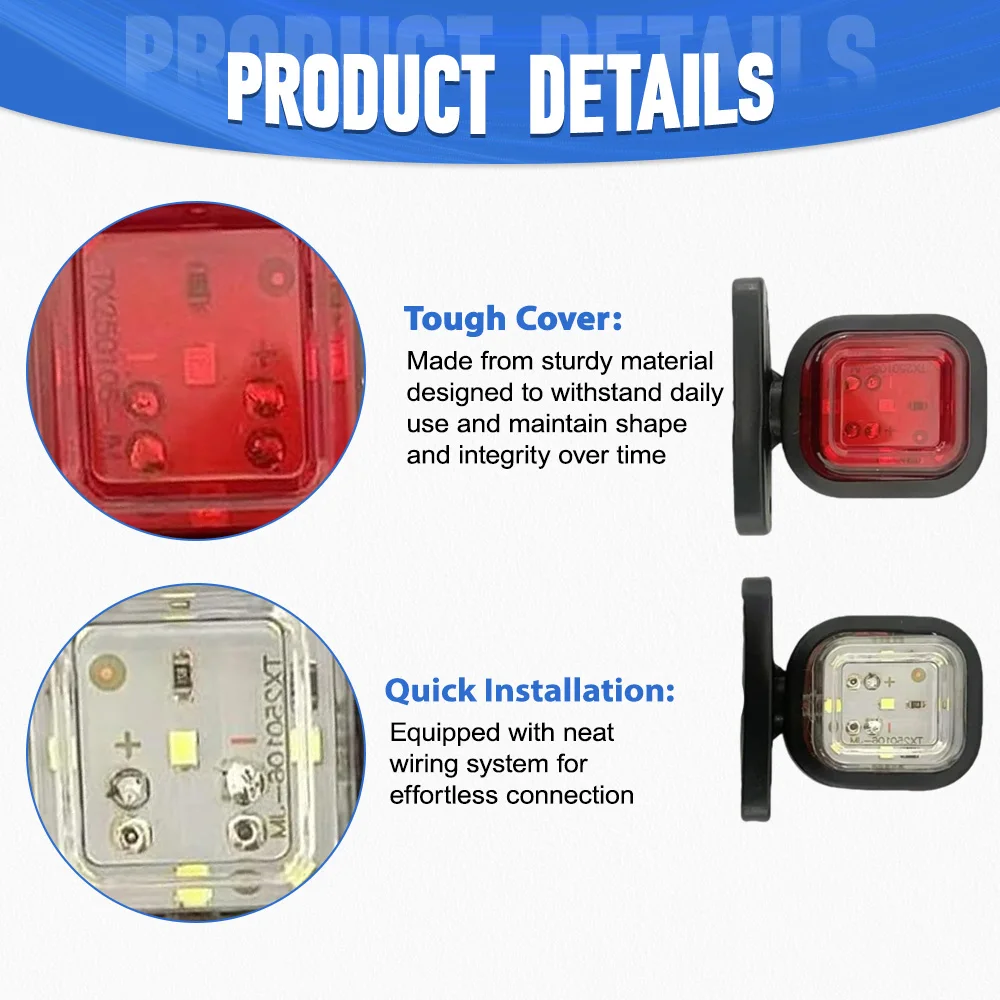 

2pcs Truck Side Marker Light 12V-24V Indicator Outline Lamp Tail Light Universal For trucks SUVs trailers 12V/24V light systems