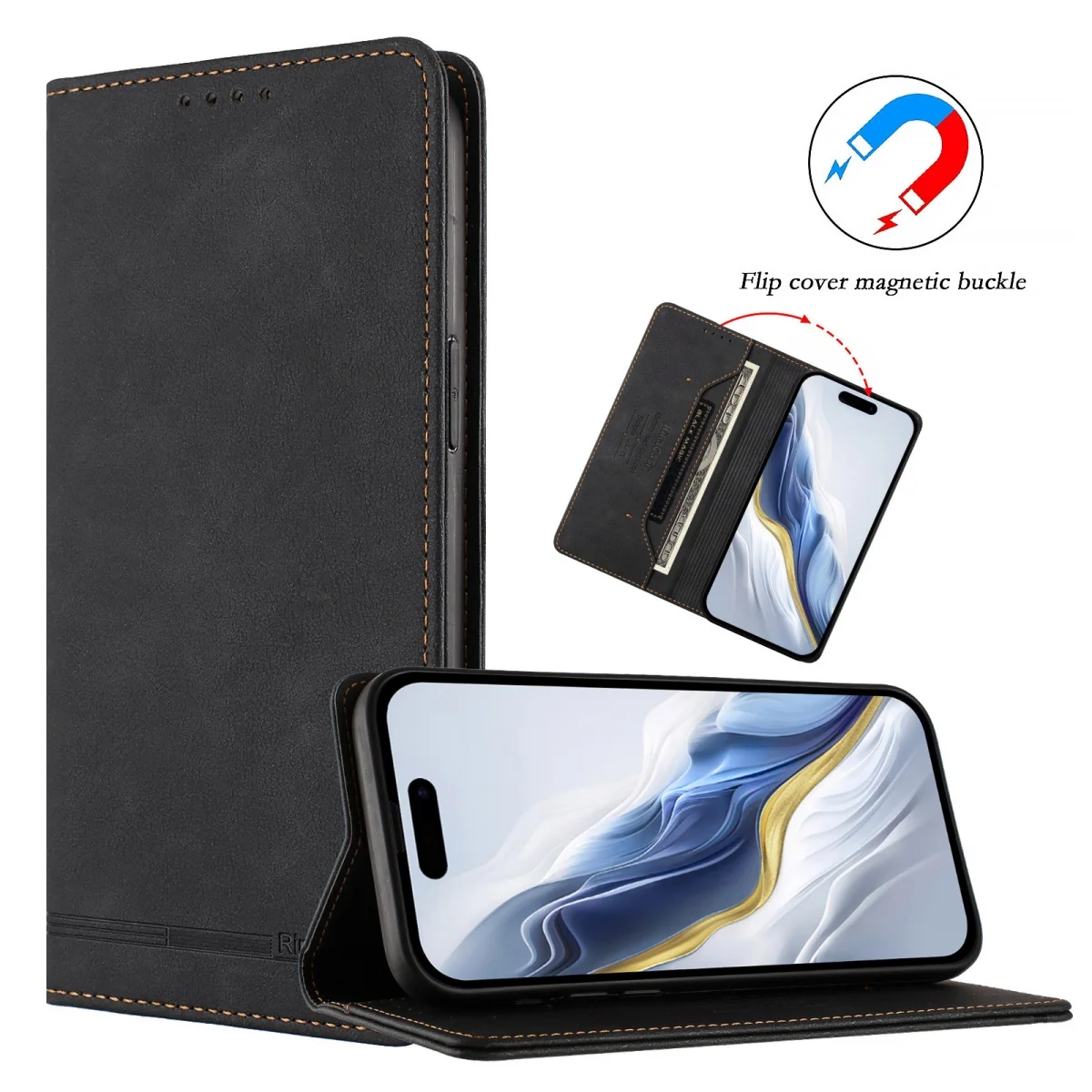 Luxury Magnetic Case For Samsung Galaxy J7 J7 Pro J6 J6 Plus J4 J4 Plus J3 J3 Pro Anti-Theft Leather Cover Card Holder view 5