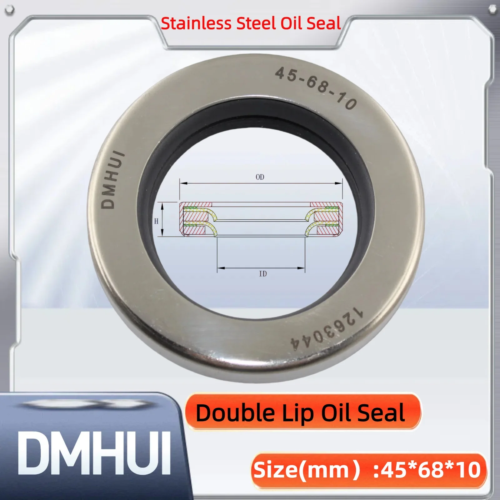 

Oil Seal 45x68x10 Double Lip Seal Stainless Steel Oil Seal PTFE SS 45×68×10
