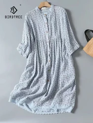 New Summer Cotton Yarn Half Sleeve Dresses Women O Neck Mori Girl Sweet Casual Retro Loose Flower Dress 2024 Autumn  D46256QC