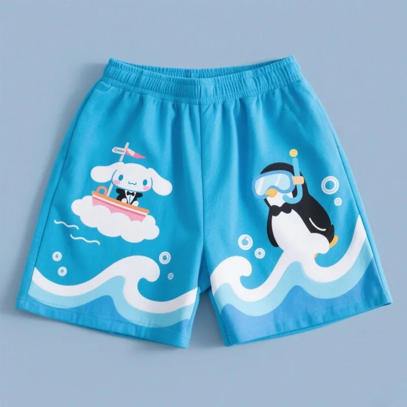 

Эксклюзив MOTO-Детский! Шорты с тематическим принтом Cinnamoroll & Penguin Water, летнее развлечение Unleash