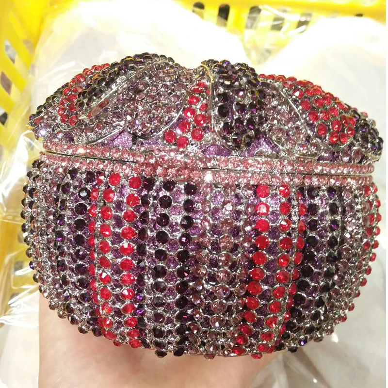 

New Gold/Purple/Blue Cake Rhinestone Wedding Purse Ladies Clutch Bags 2022 Women Diamond Evening Prom Shoulder Party Purses