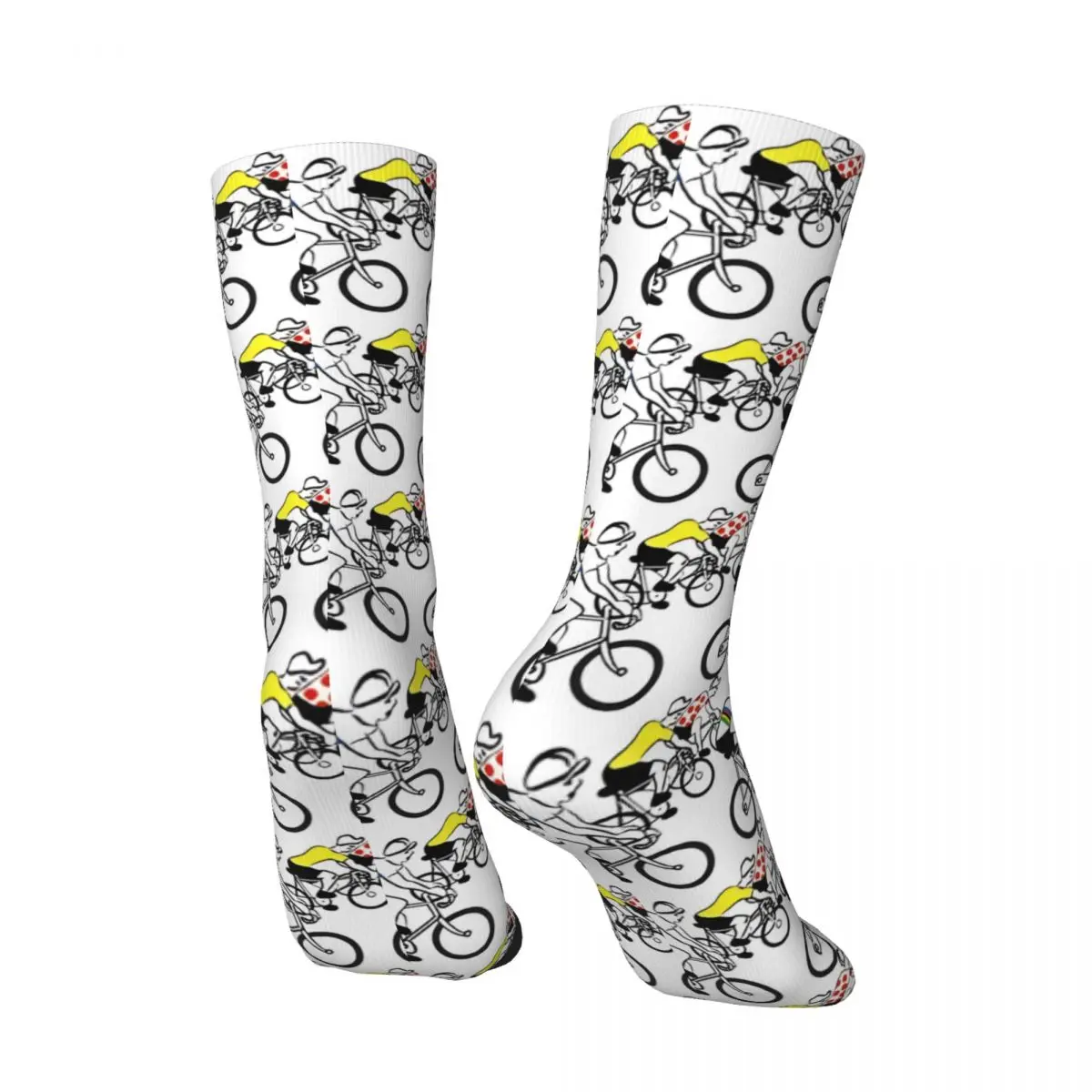 Funny Crazy Sock for Men Vintage Cycling Figures Hip Hop Harajuku Seamless Pattern Printed Boys Crew Sock Casual Gift