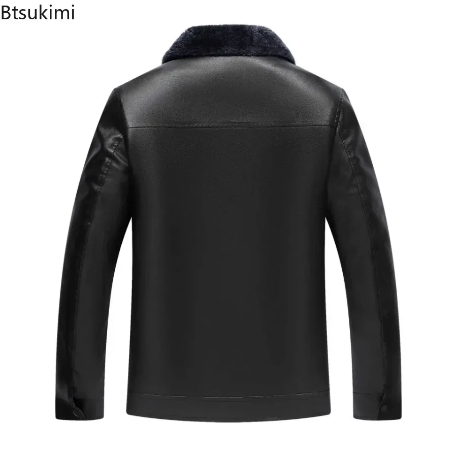 New 2025 Autumn Winter Fashion PU Leather Jackets Thickened Plush Warm Leather Coats Men's Business Casual Loose Comfort Jackets