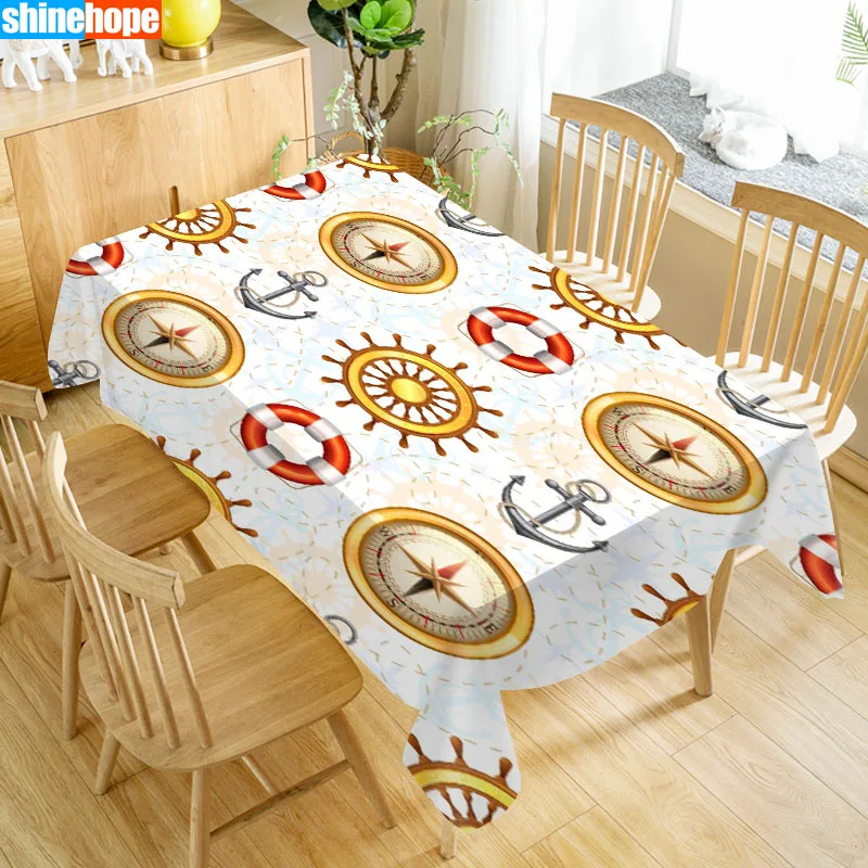 Custom 3D Compass Printing Table Cloth Oxford Waterproof Oilproof Home Rectangular Party Table Cover 100X140cm,140X250cm 3.15