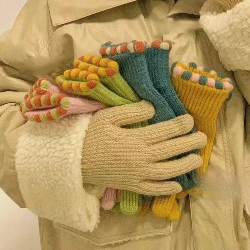 

Осенне-зимние новые шерстяные вязаные перчатки без пальцев, женские однотонные теплые ветрозащитные велосипедные перчатки с сенсорным экраном