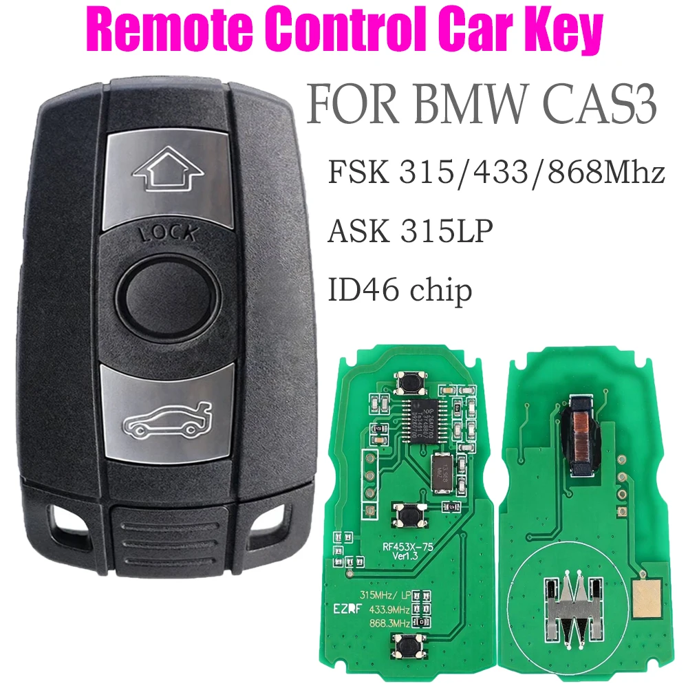 

Remote Control Car Key for BMW CAS3 Semi-intelligent Remote Control Car Key 46 chips 315/433/868MHz 315LP for BMW CAS3