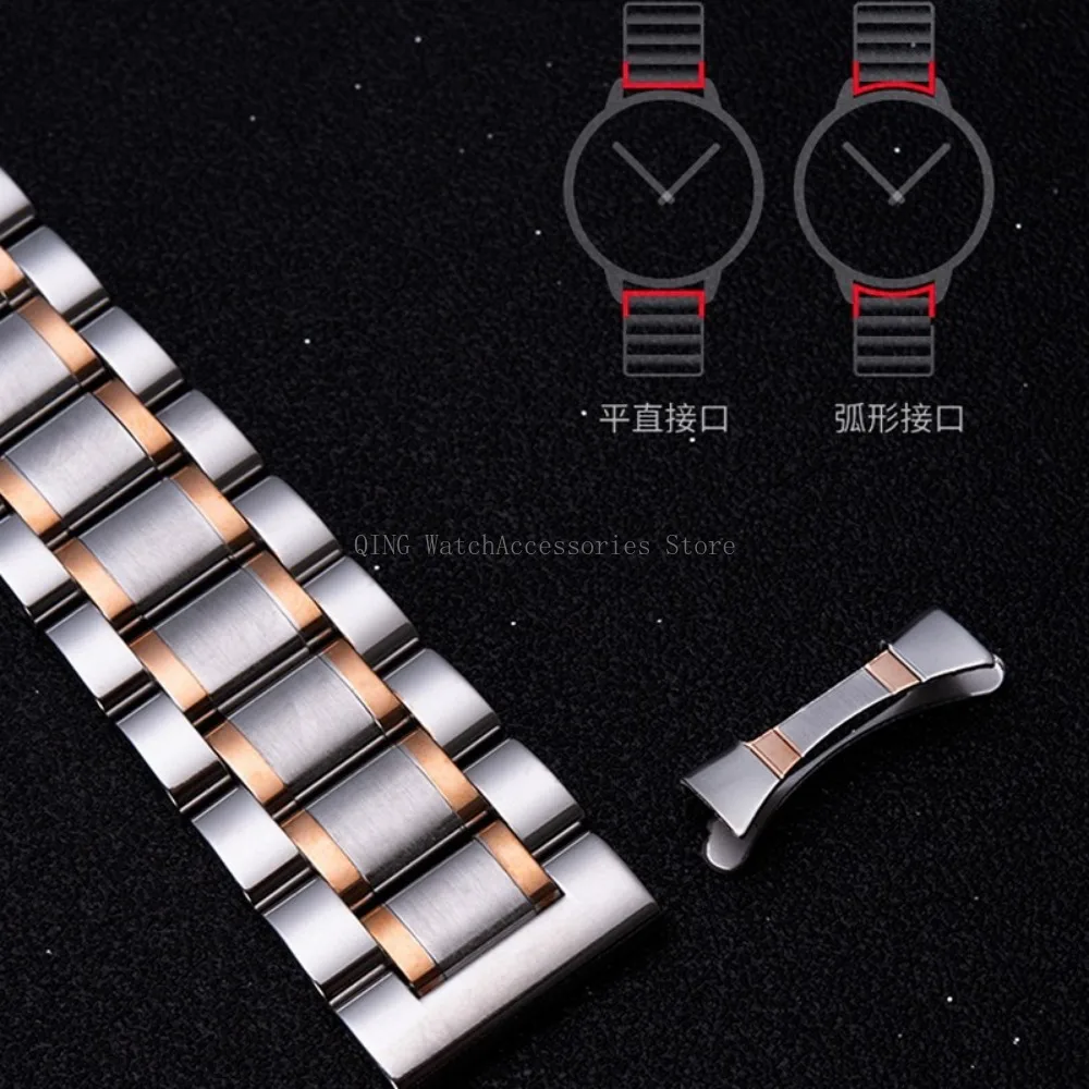 Armband aus massivem Edelstahl mit gebogenem Ende, universell, für Herren und Damen, Metallarmband, Sport-Ersatzarmband, Schmetterlingsschnalle – Detail 7