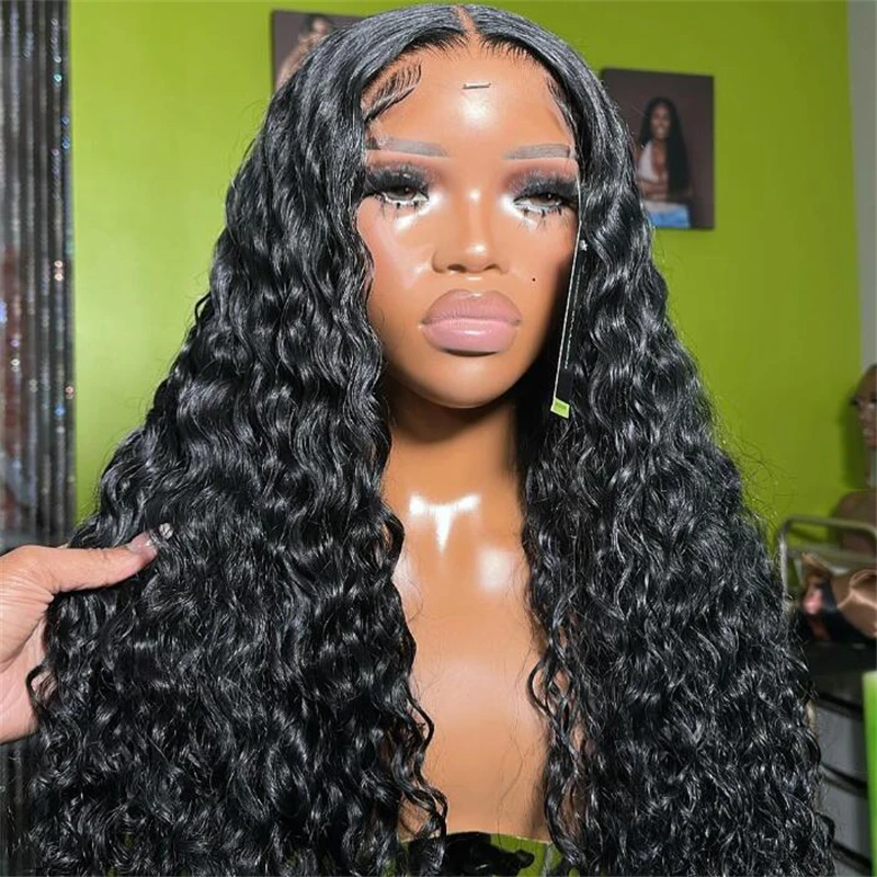 Soft Natural Black Color 26“Long 180Density Glueless Kinky Curly Lace Front Wig For Women With BabyHair Preplucked Daily Cosplay