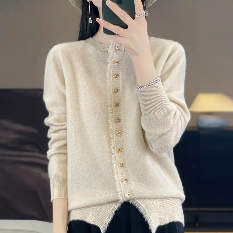 

2025 Women Cardigans Long Sleeve Knitted Outerwear Solid Thin Spring Autumn Sweaters O-neck Knitwears Korean Fashion Cardigans
