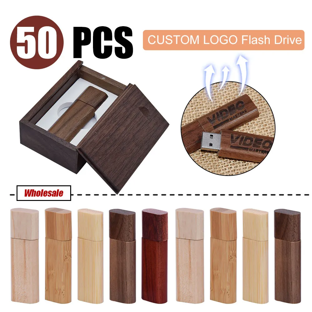 

50pcs/lot Wooden USB 2.0 Usb flash drive pen driver pendrive 4GB 8GB 16GB 32GB 64GB memory card creative personal LOGO wholesale