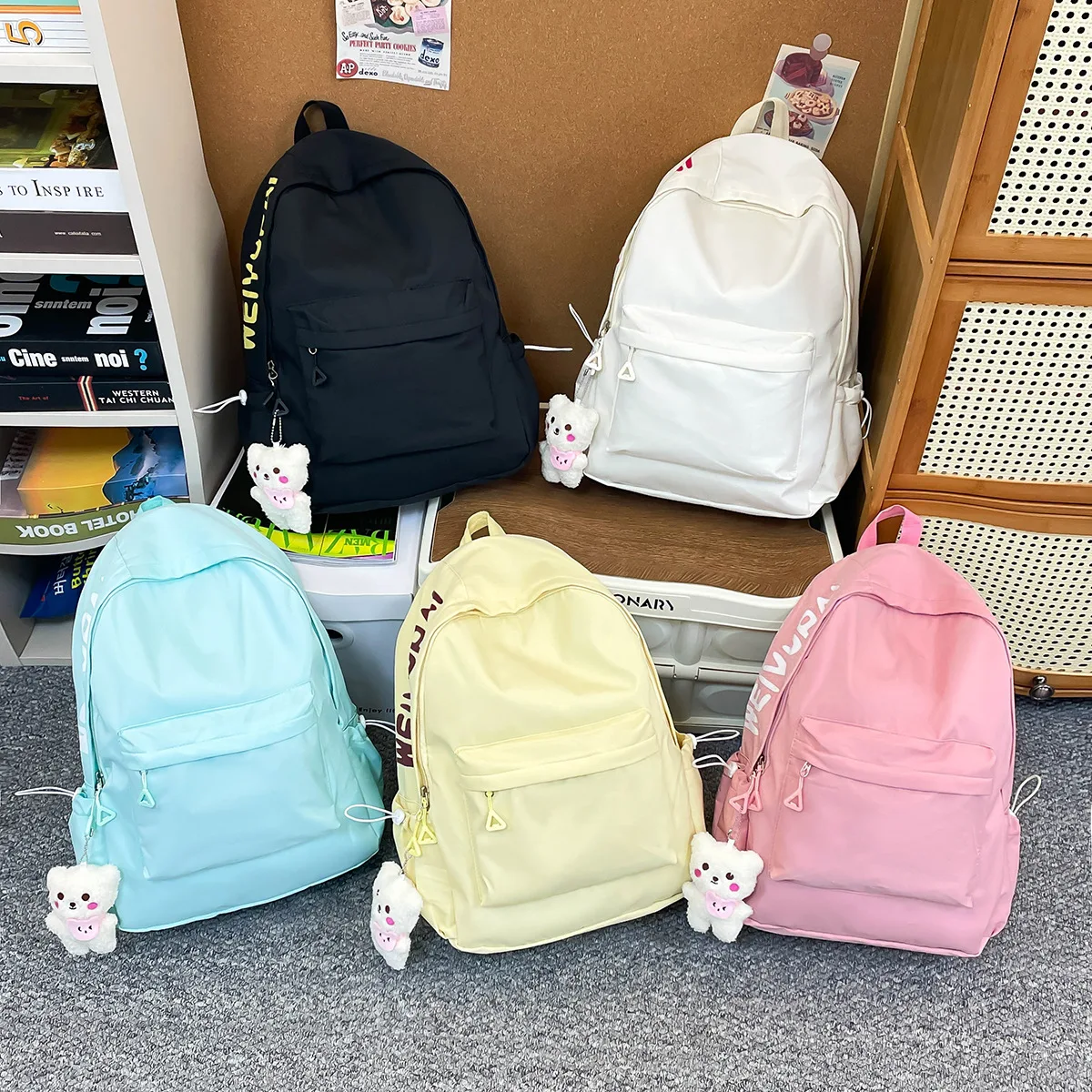Kpop Warrior Capybara Fashion Letter Forest Style Backpack Women Men Children School University Student Large Capacity Backpack