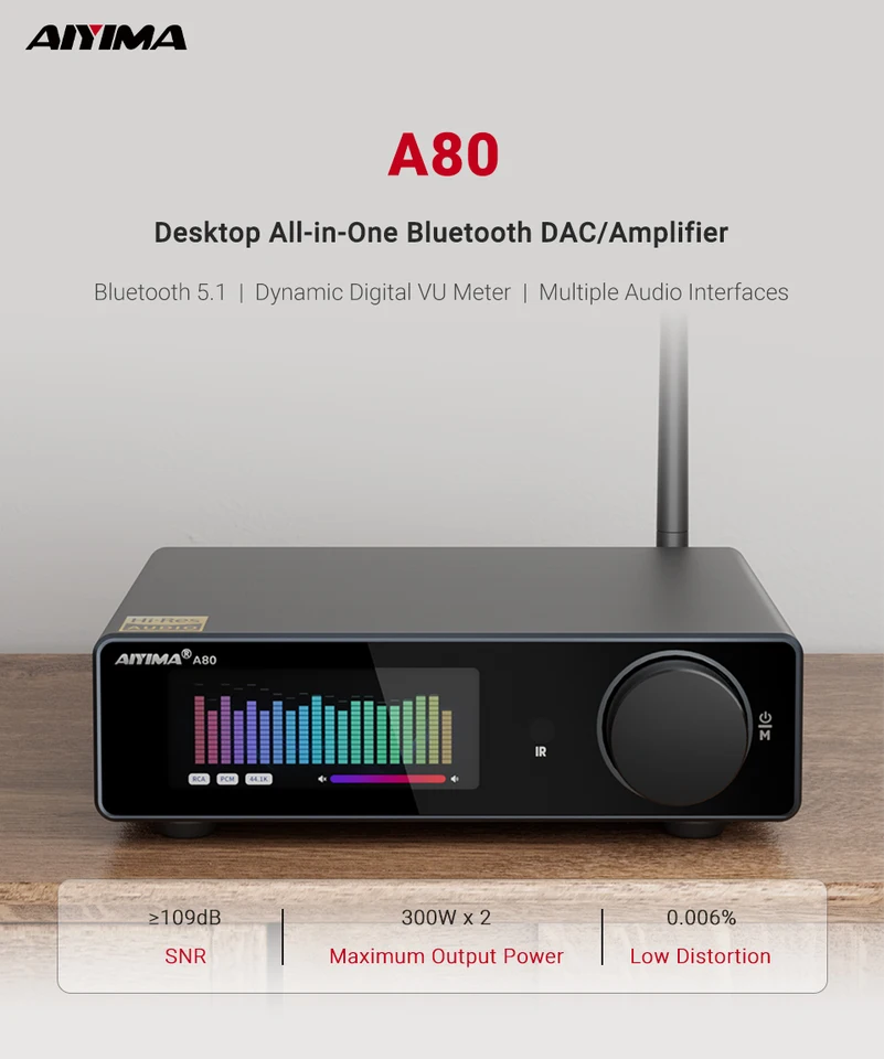 Aiyima A80 対策基板交換済み Bluetooth5.1 / 動作品 / AIYIMA A80 v2 300Wx2 D Sınıfı Stereo Amplifikatör