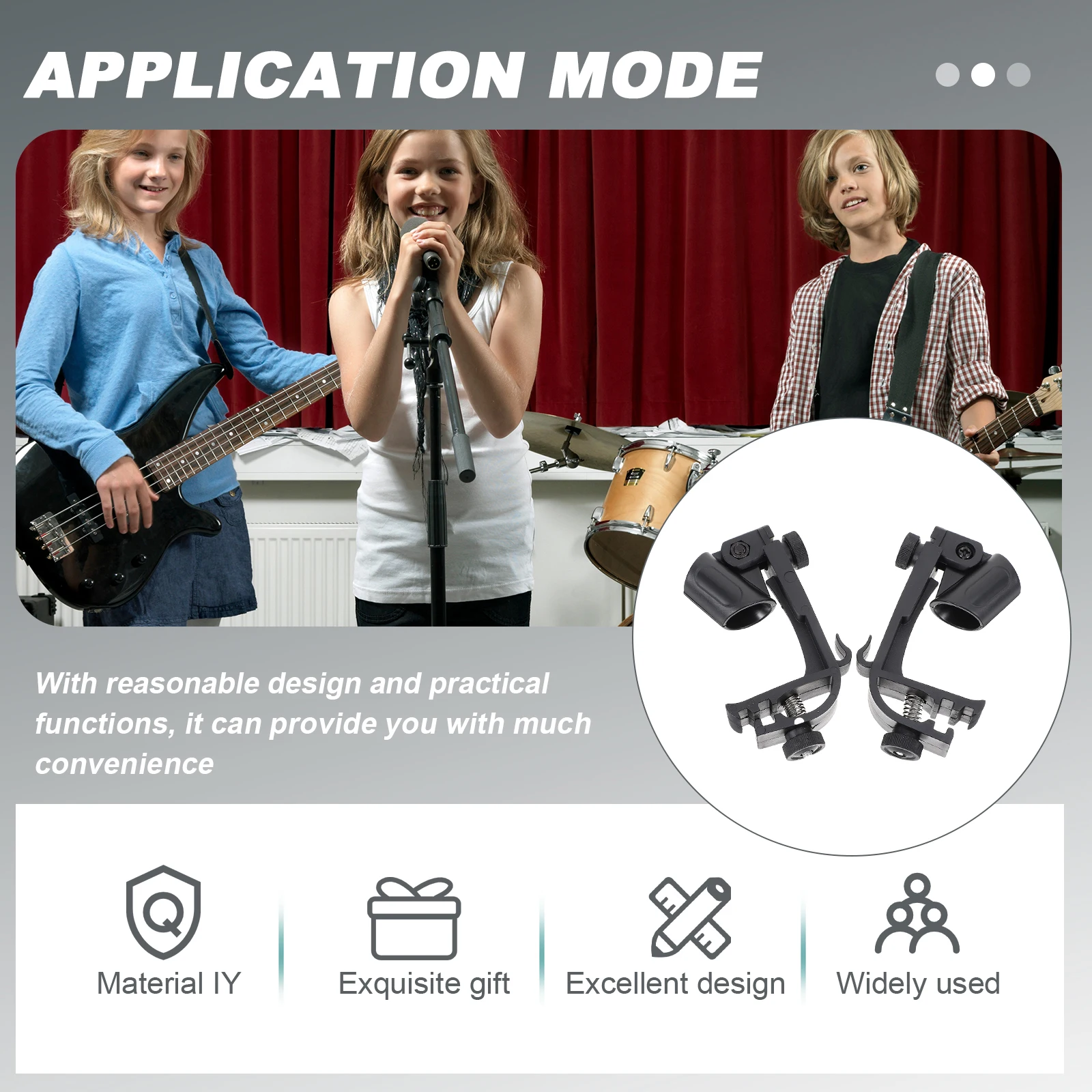 

2pcs Clips Plastic Mic Holder Wireless Holders Drum Mic Clip Adhesive Back Creative Microphone Accessories Microphone Support