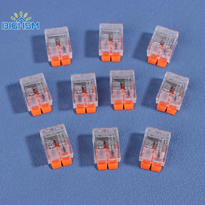 10ชิ้นสายเคเบิลเชื่อมต่อสีส้มชุดขั้วต่อสายไฟขนาดกะทัดรัดรวดเร็วขั้วต่อสายไฟ1เข้าและออก